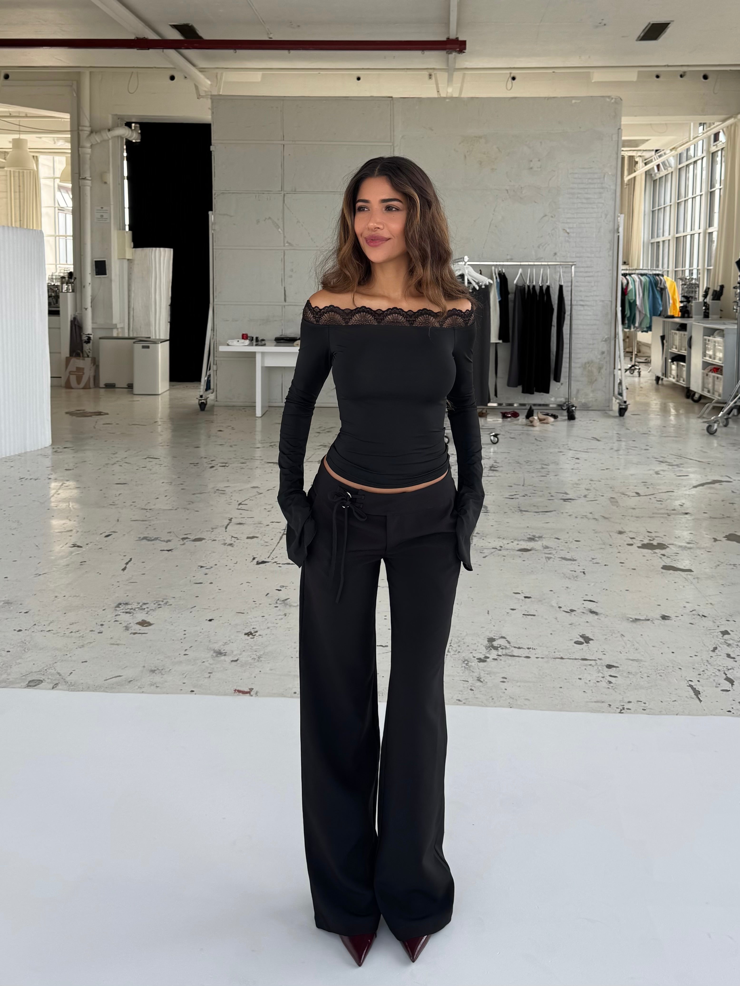 Bari basic lace top - sort