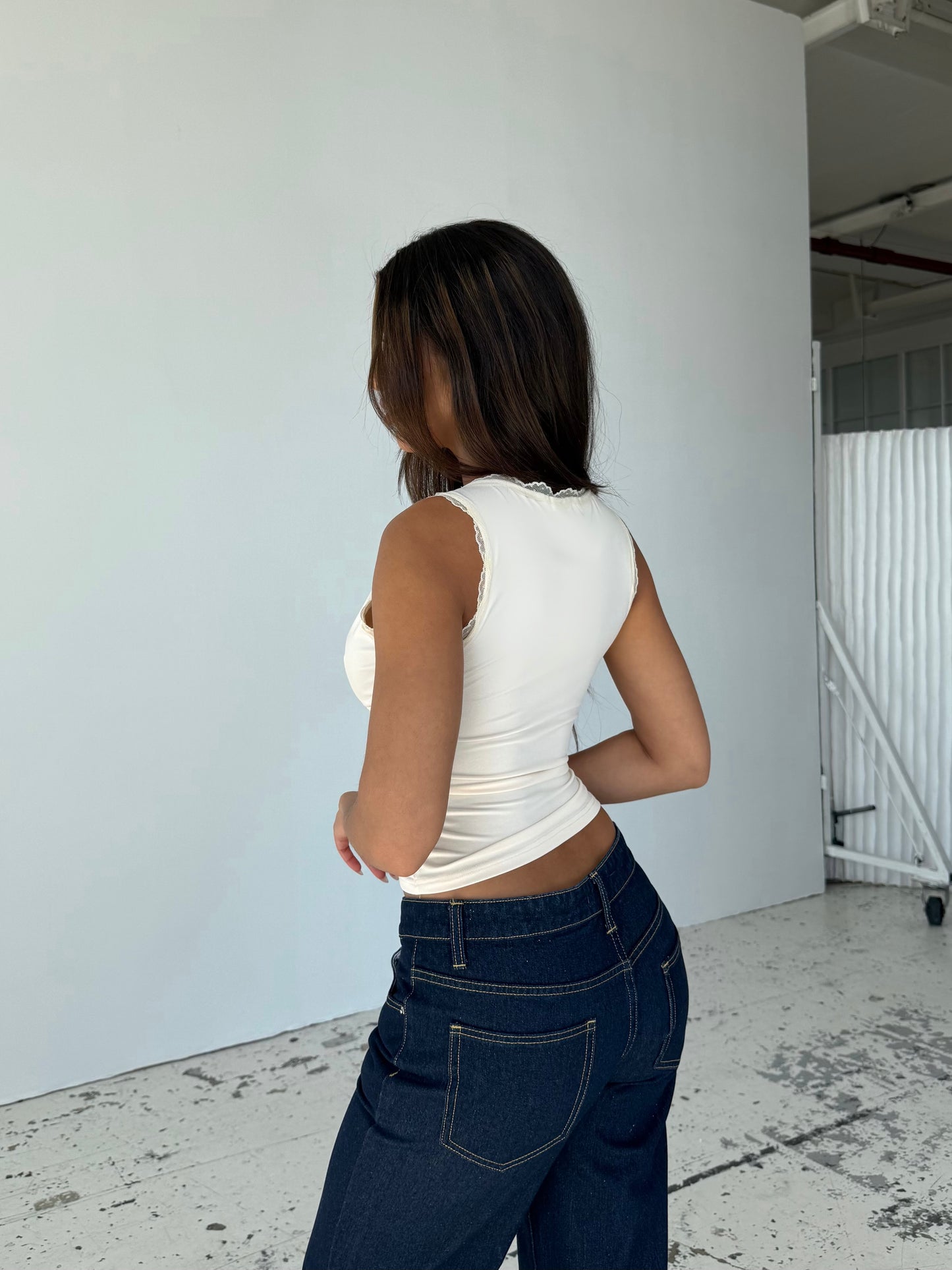 Basic lace top - cream