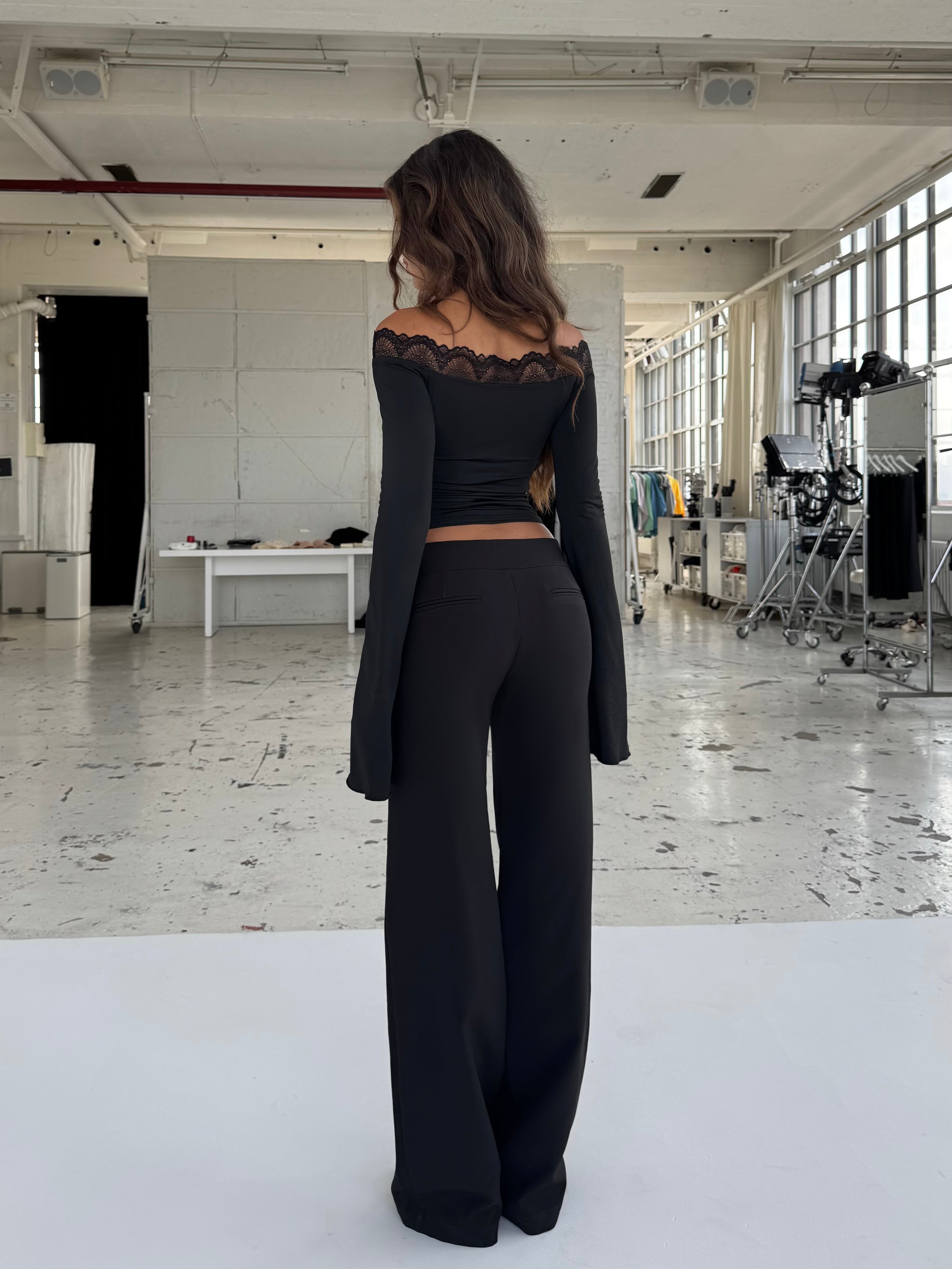 Bari basic lace top - sort