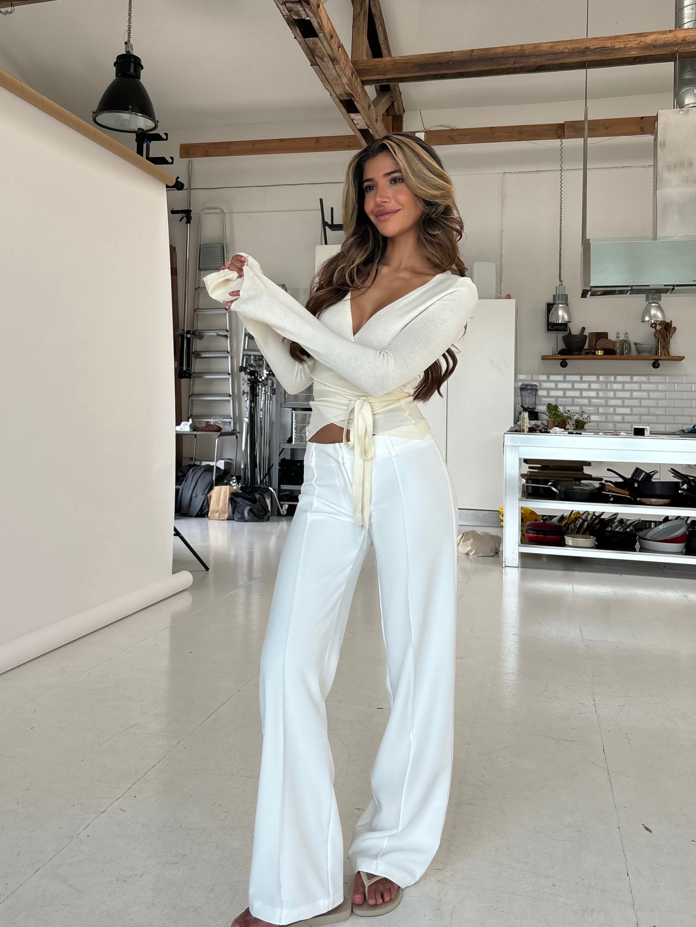 Vera Wide low waist trousers white – VENDERBY'S