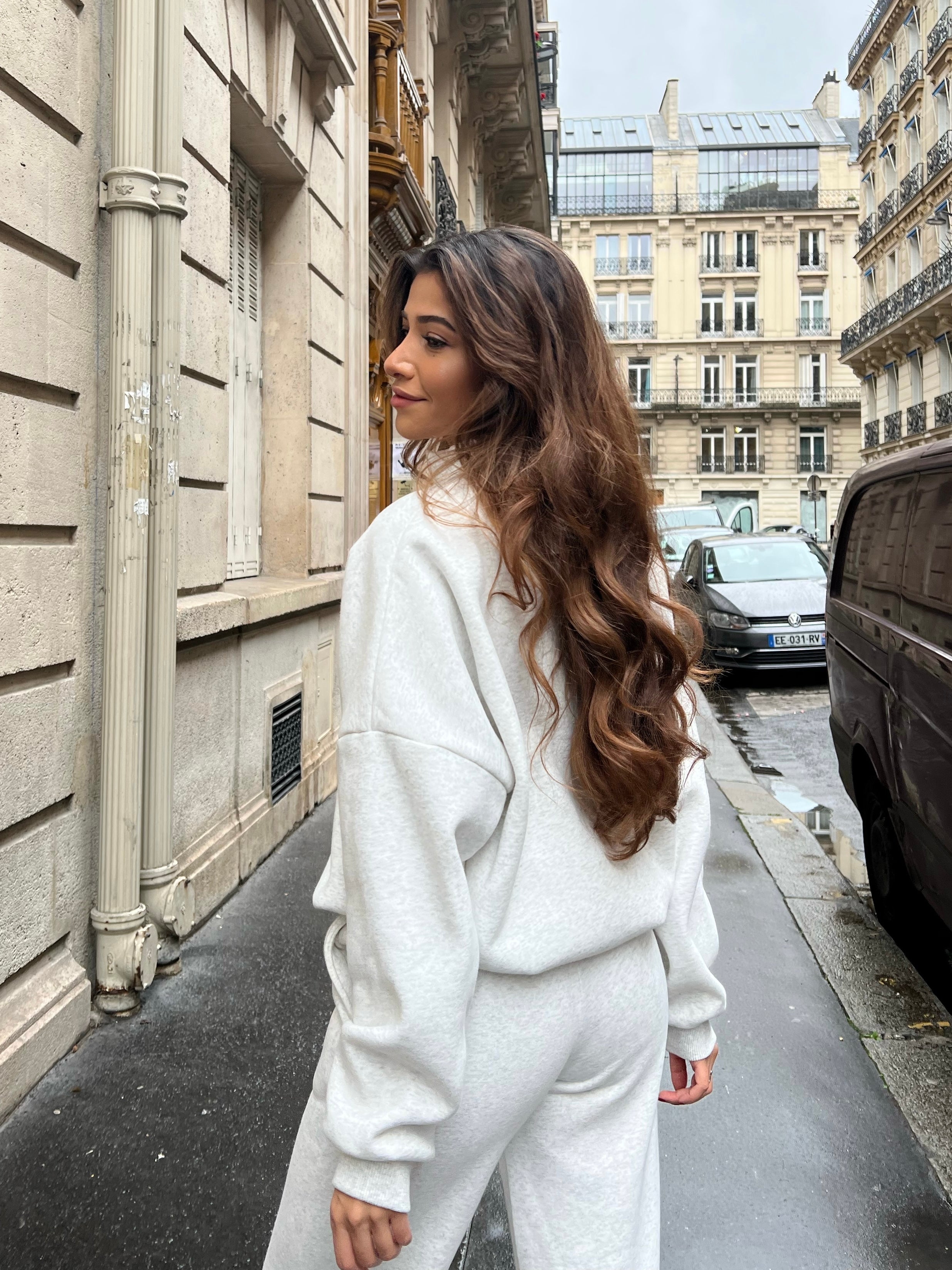 VDB zipper sweatshirt - hvid/grå meleret