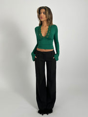 Vera Wide low waist trousers - black 