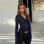 New ballerina basic lace top - mørk blå