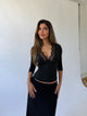 Lucia Quarter Sleeve Top – Black