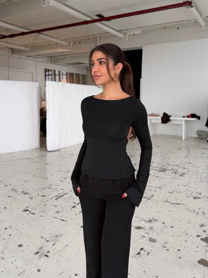 Rhea long sleeve top - sort