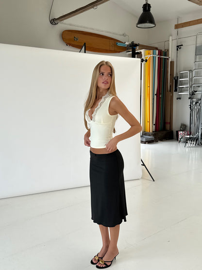 Lucia basic lace top - lys gul