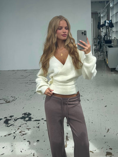 Wool blend wrap cardigan - White