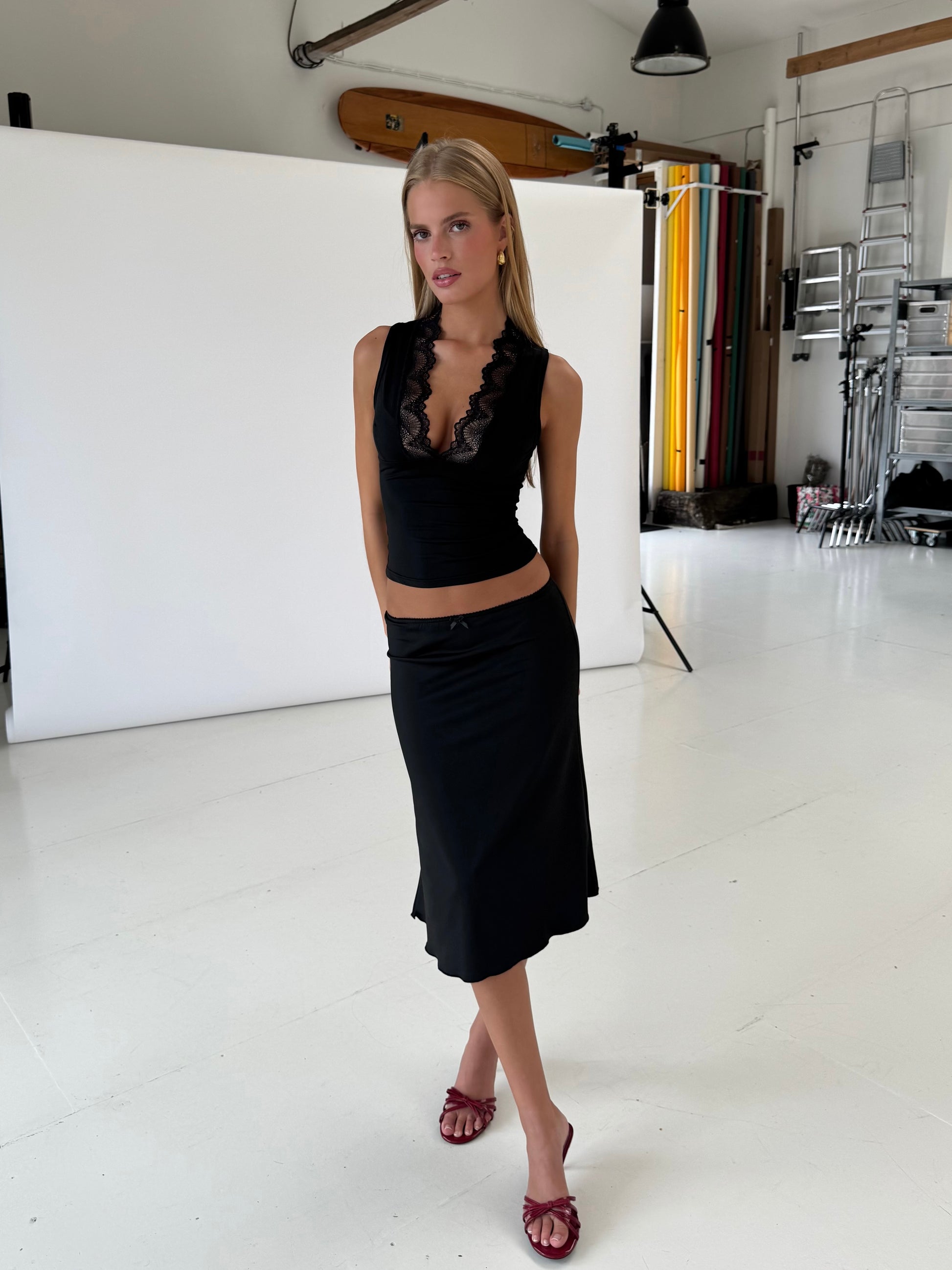 Lucia basic lace top - sort