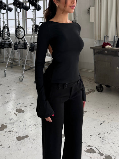 Rhea long sleeve top - sort