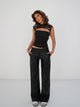 PU Vera Wide low waist trousers - black