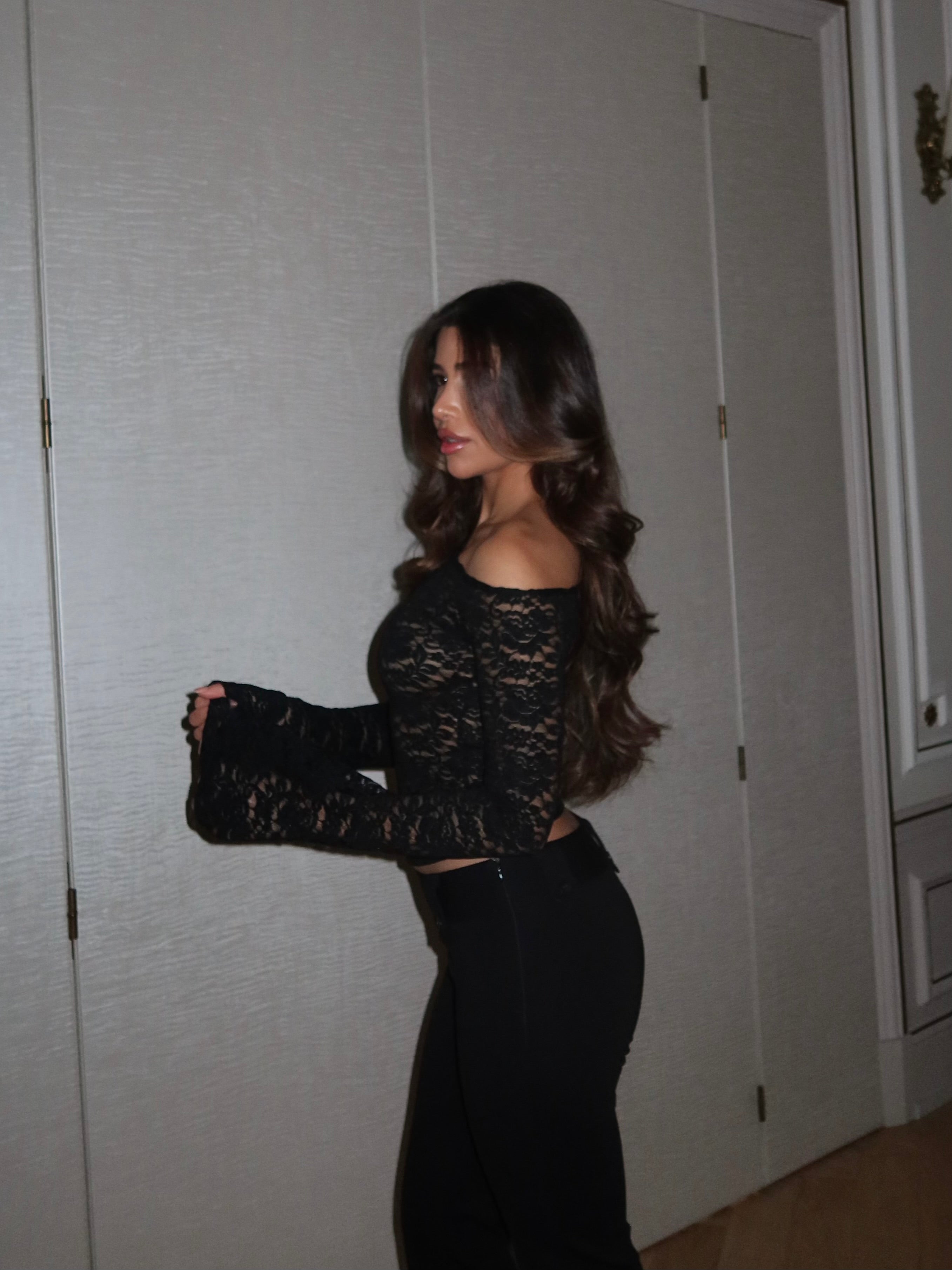 Rina lace top - sort