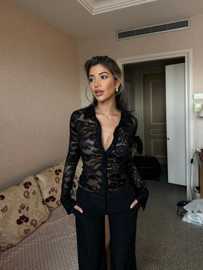 Grace lace top - black