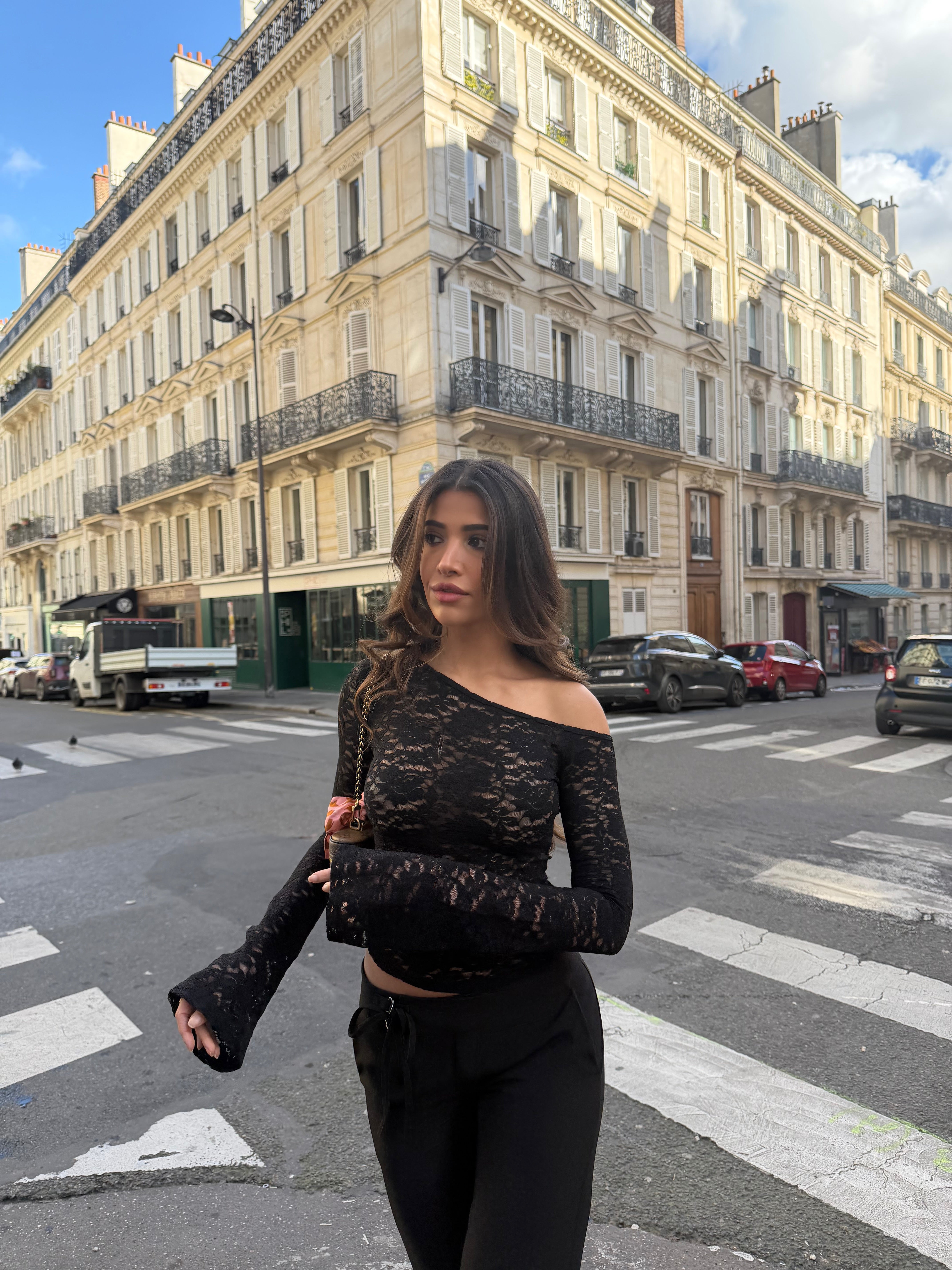 Rina lace top - sort