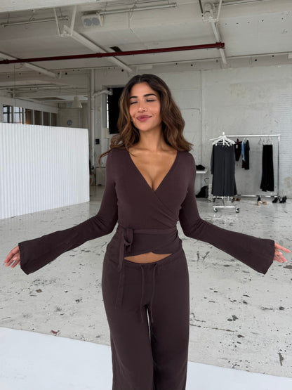 Ballerina knit top - mørk brun