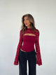 Lara lace long sleeve top - dark red 