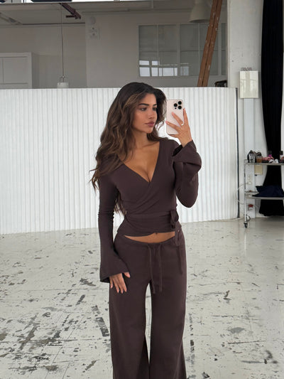 Ballerina knit top - dark brown