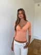 Quarter sleeve lace top - orange