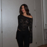 Rina lace top - sort