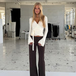 TALL Vera Wide low waist bukser - mørk brun