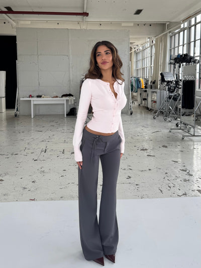 Buckle low waist trousers - dark grey