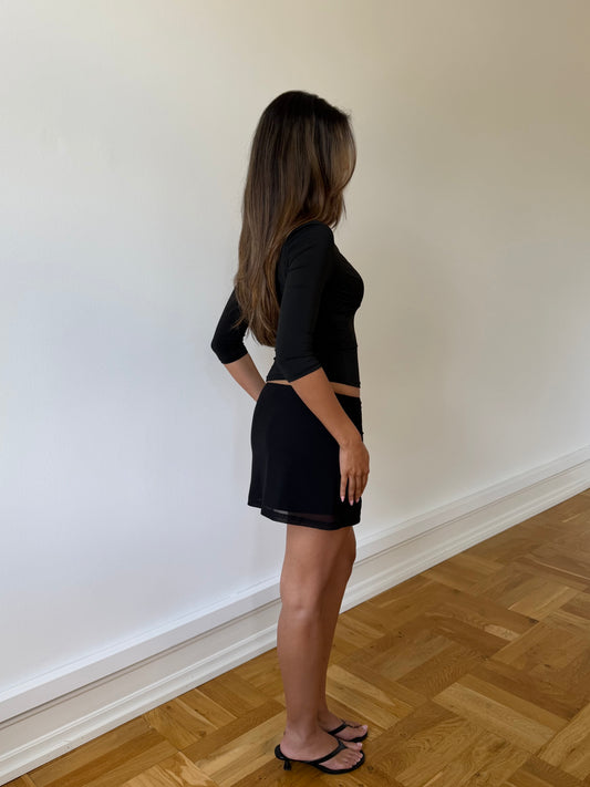 Melia Mesh Mini Skirt – Black