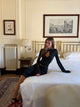 Baia lace long sleeve top - black