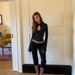 Baia lace long sleeve top - sort