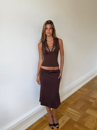 Lucia basic lace top - mørk brun
