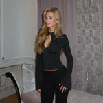 Baia basic long sleeve top - sort