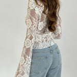 Trim lace top - hvid