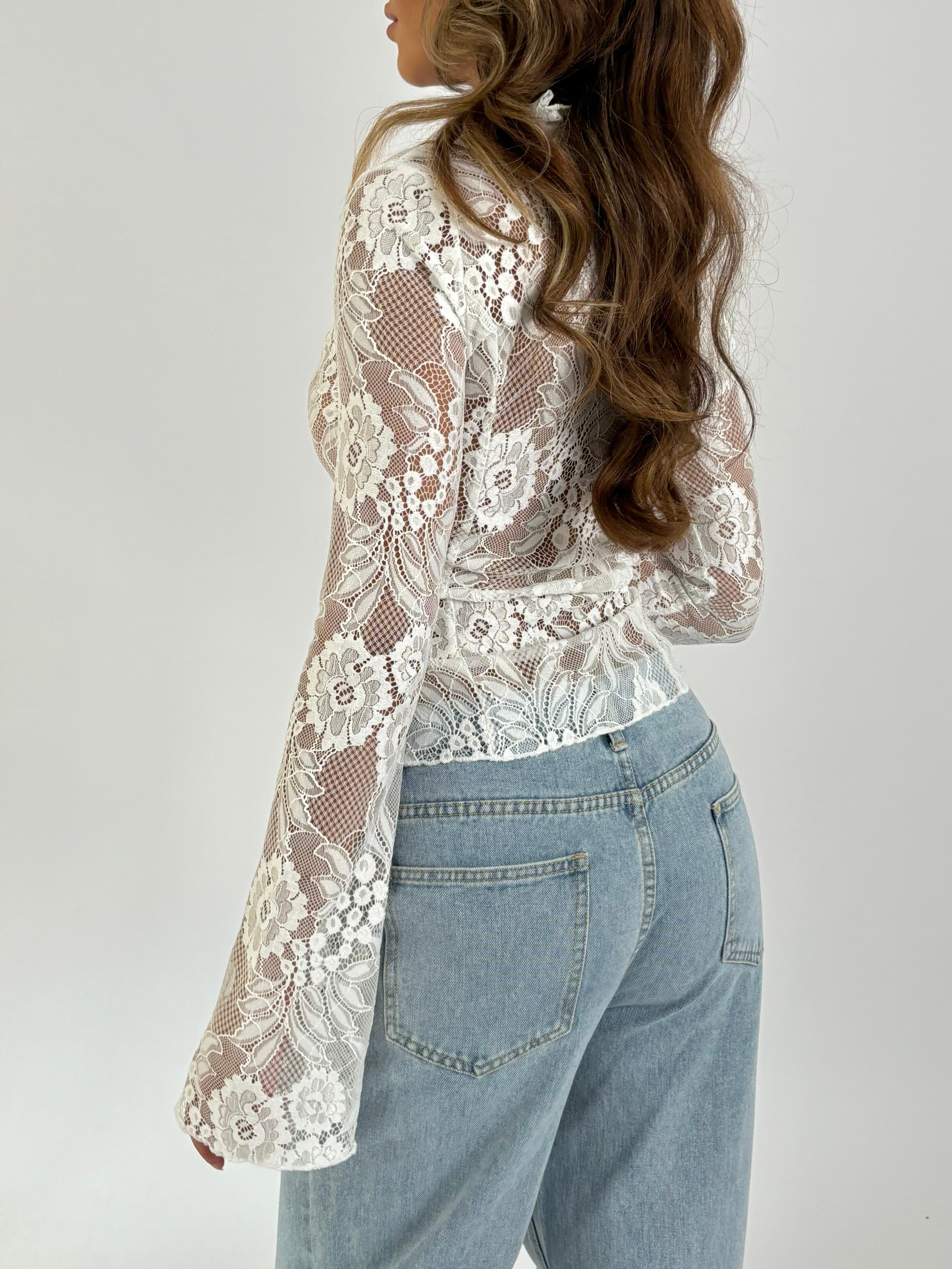 Trim lace top - hvid