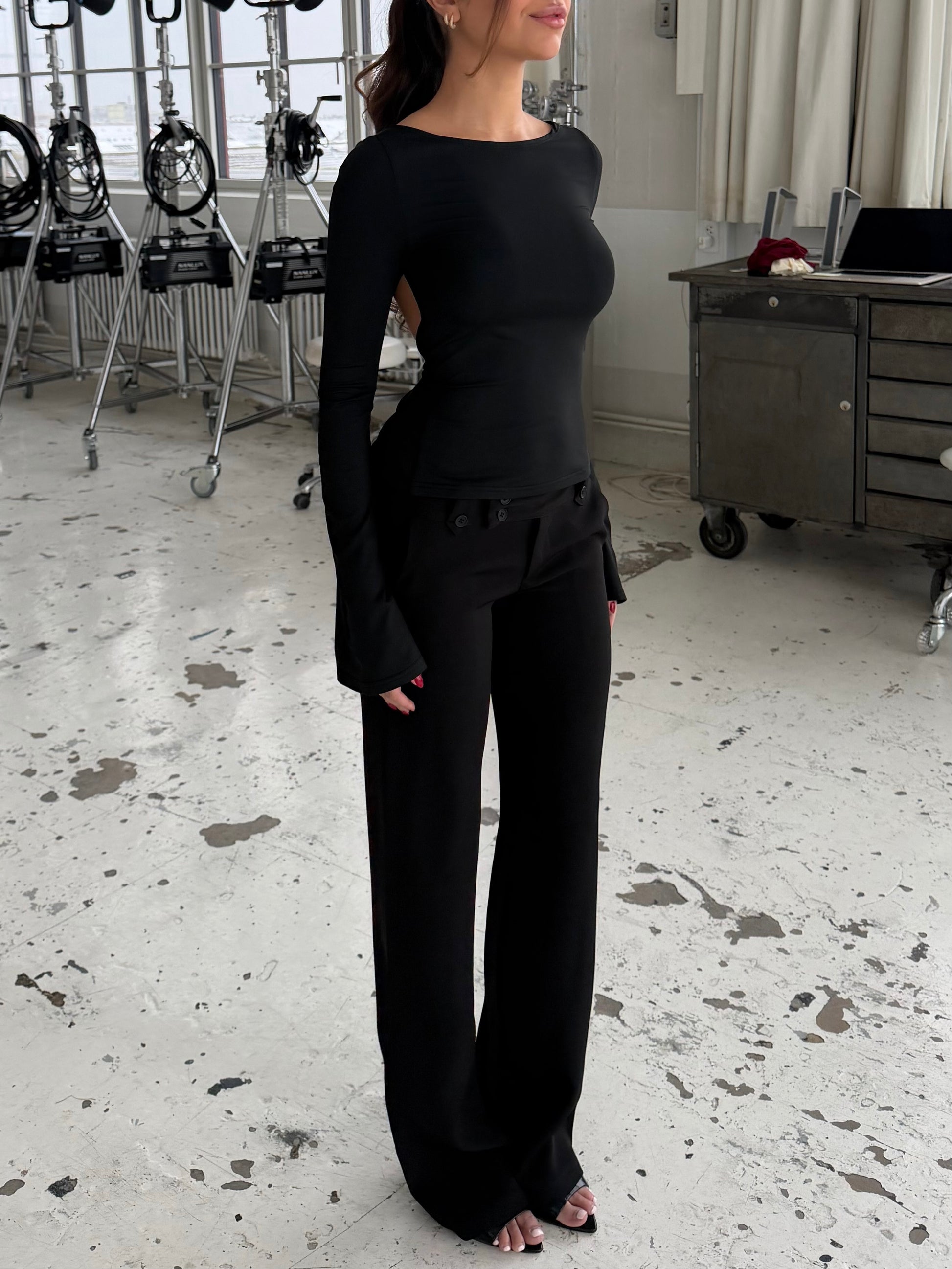 Rhea long sleeve top - sort