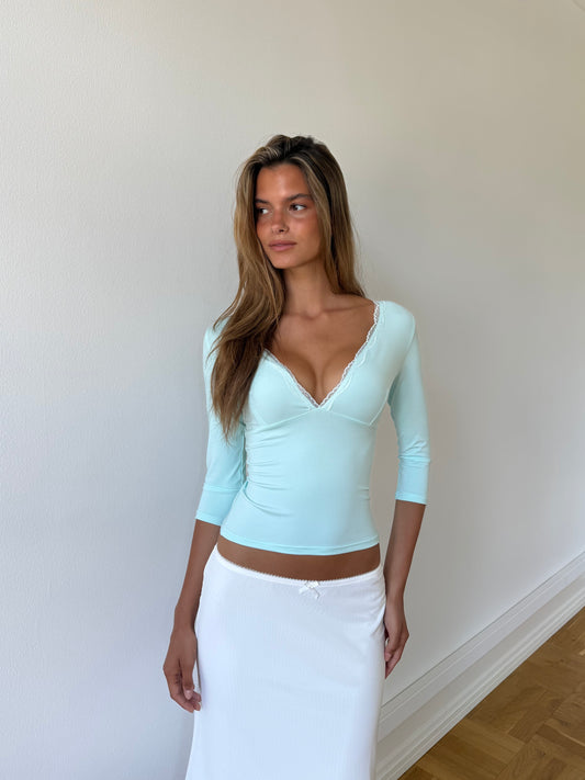 Quarter sleeve lace top - mint