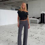 TALL Vera Wide low waist bukser - mørk grå