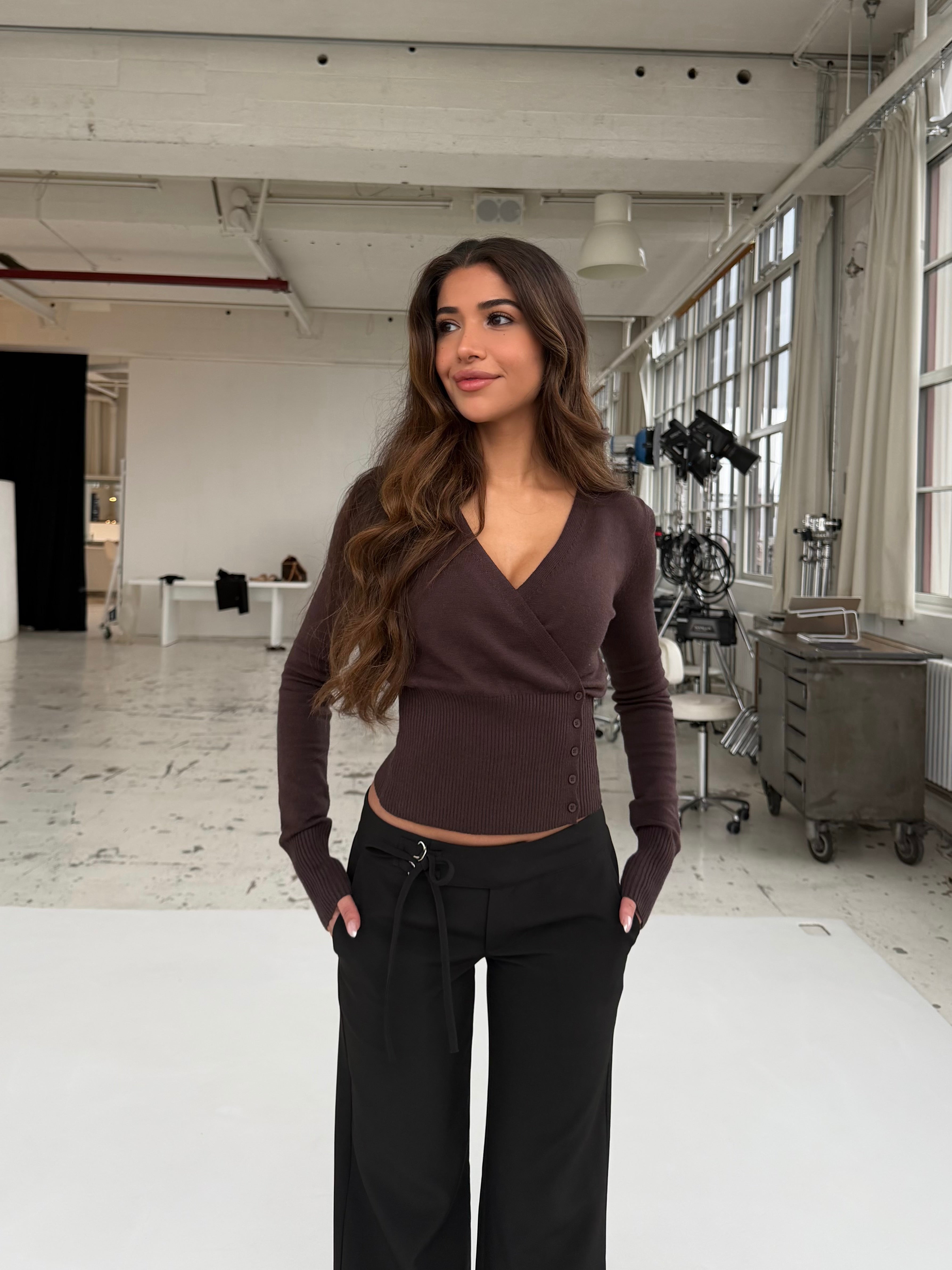 New knit cardigan - mørk brun