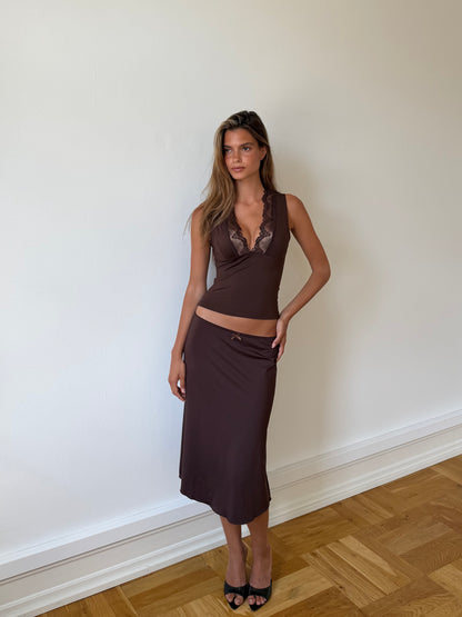 Lucia basic lace top - mørk brun
