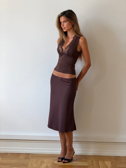 Lucia basic lace top - mørk brun