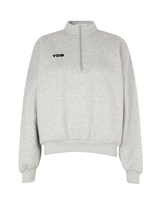 VDB zipper sweatshirt - lys grå (mørk blå logo)