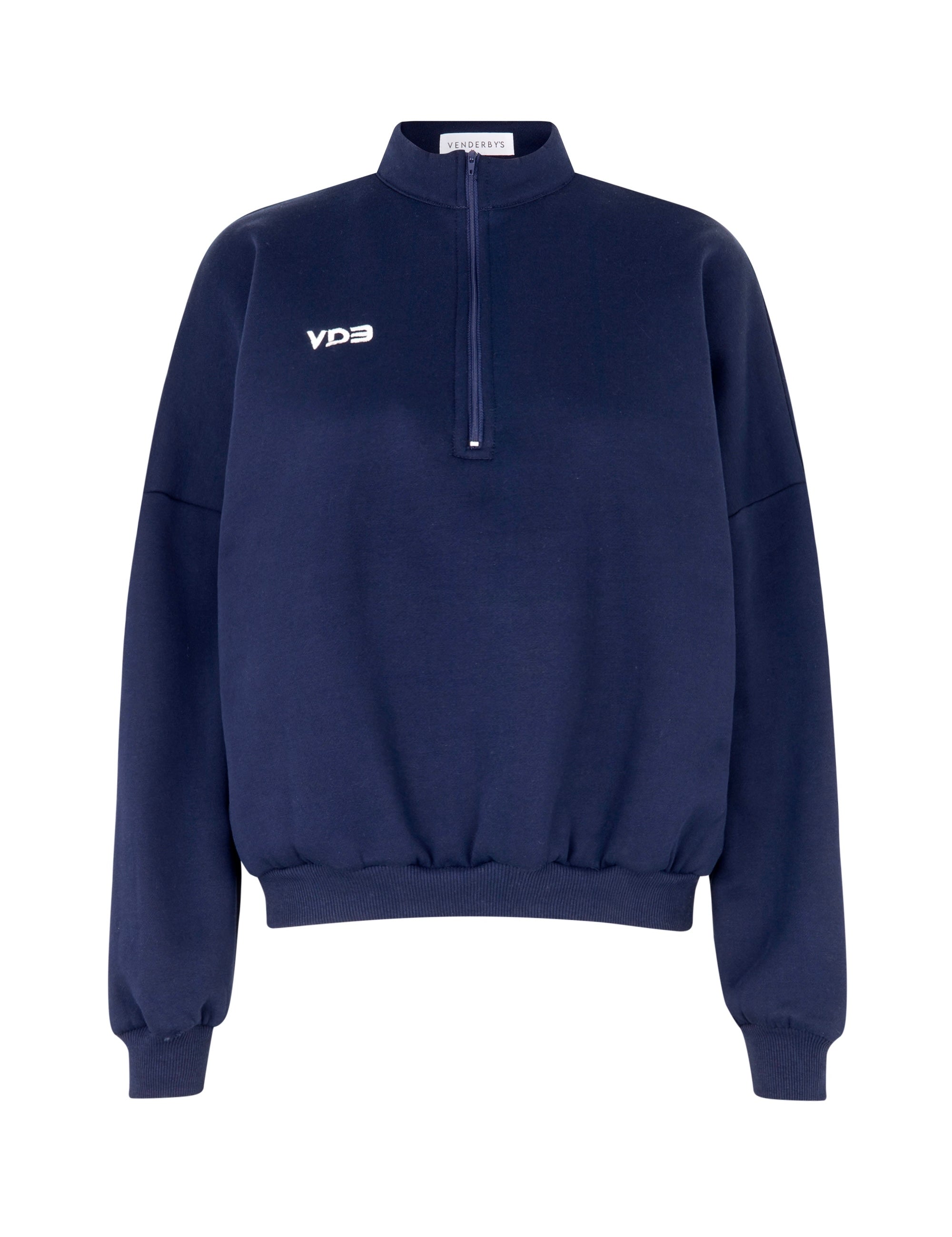 VDB zipper sweatshirt - mørk blå (hvidt logo)